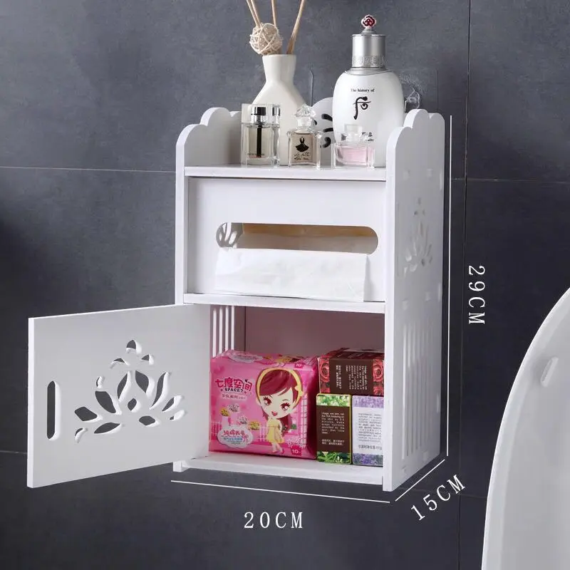 Wall Mounted PVC Waterproof Toilet Cabinet Bathroom Storage Rack Tissue Box Kitchen Organizer Makeup | Дом и сад