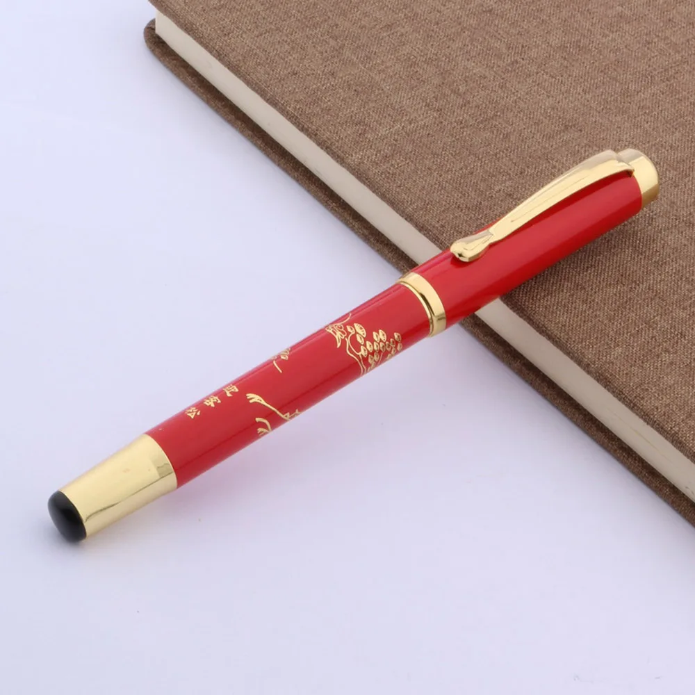 Relief Chinese Painting pine METAL GIFT red golden piece Trim MFountain Pen | Канцтовары для офиса и дома