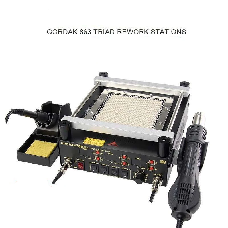 Gordak 863 3 в 1 BGA паяльная станция цифровая Тепловая пушка Электрический паяльник ИК