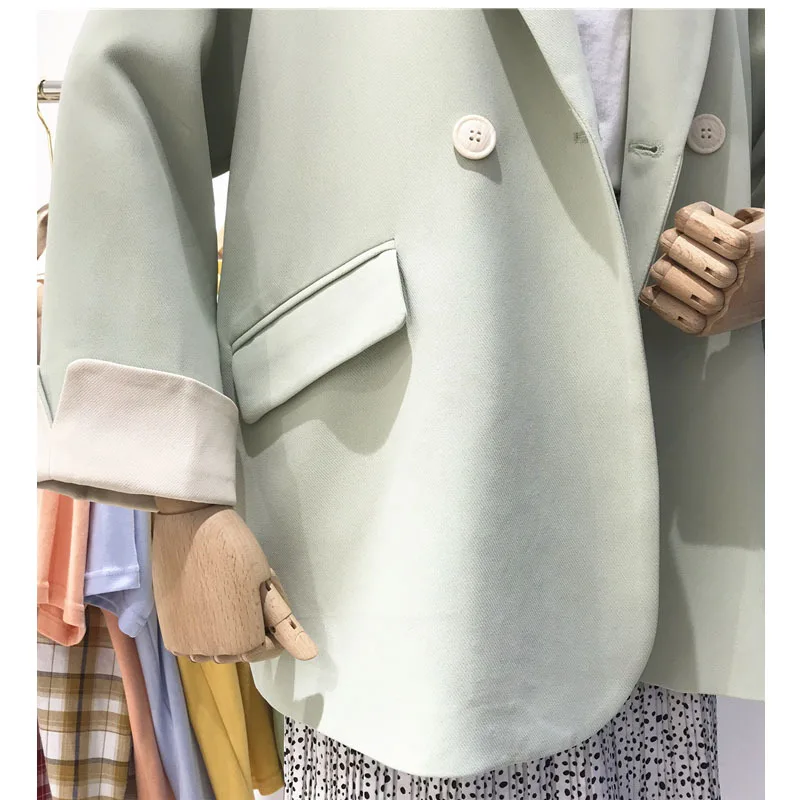 Пиджак женский однотонный с длинным рукавом свободный Повседневный топ