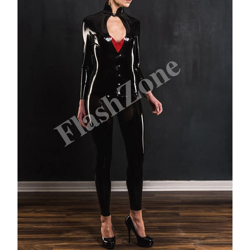 Бесплатная Доставка! Женские сексуальные латексные топы с пуговицами и длинными