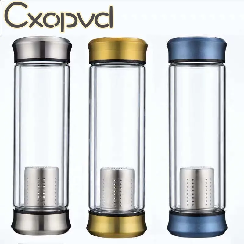 

Glass Water Bottle With Loose Leaf Tea Strainer Tea Infuser Double wall Glass Bottle Free to disassemble Thermos 300ML 400ML