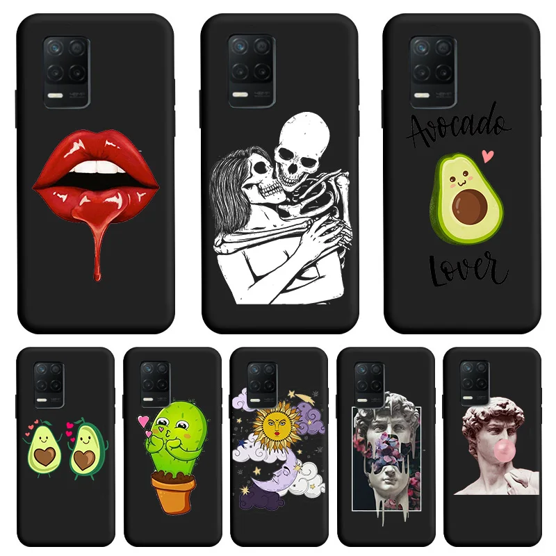

Personality Black TPU Soft Shell For OPPO Realme 6Pro 8 5G Case Personality Tide Shell For Realme 8 Case Cute Silicone CoverCase