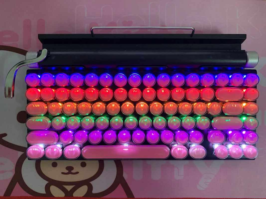 Retro typewriter mechanical keyboard round keycap phone tablet MAC Bluetooth keyboard for phone PC gaming