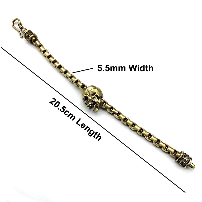 Браслеты-цепочки из чистой латуни мужские браслеты в стиле панк с черепом король