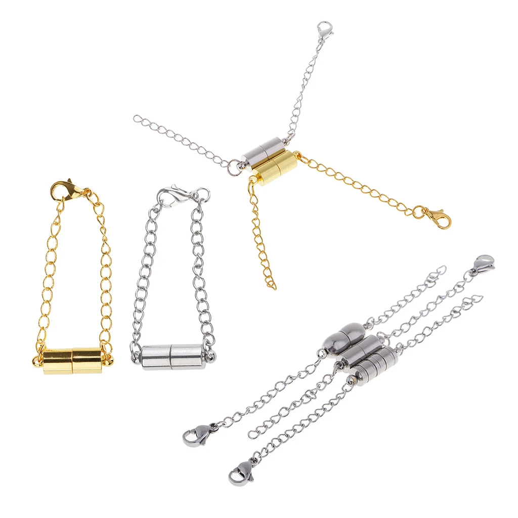 

7 Set Gold & Silver Magnetic Magnet Clasps Necklace Bracelet Extender Chains