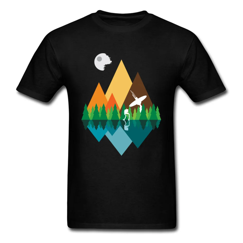 Geometric Forest View Landscape Men Tops T Shirt Moon Mountain UFO Stranger Things New Tshirts Mens Cotton Drop Shipping