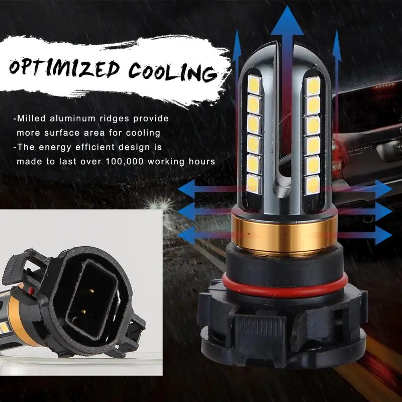 

Bright White 6000K LED Fog Light H16/5202 For Car Fog Lights Car Lights Accessories Car Headlight Bulbs V6 Car Four Sides