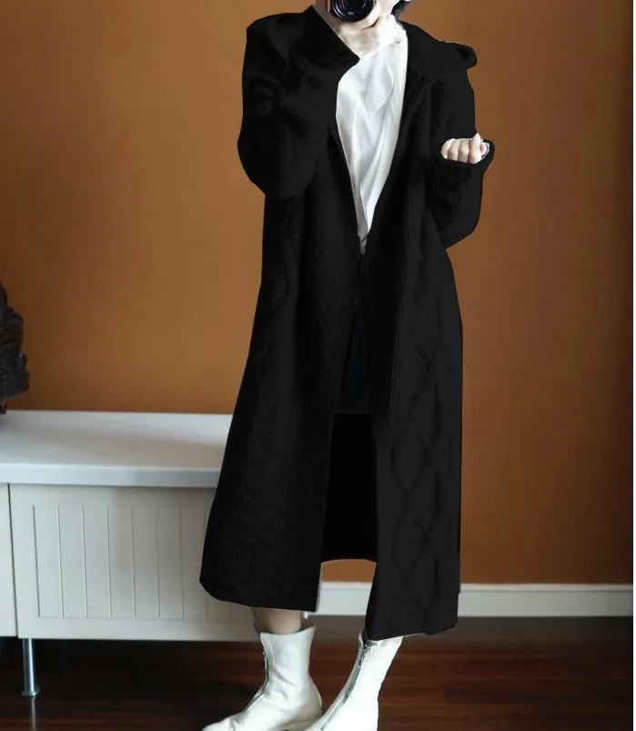 Autumn Winter New Sweater Women's Hooded Knit Cardigan Long Coat Shawl Hot Sale MK132 |