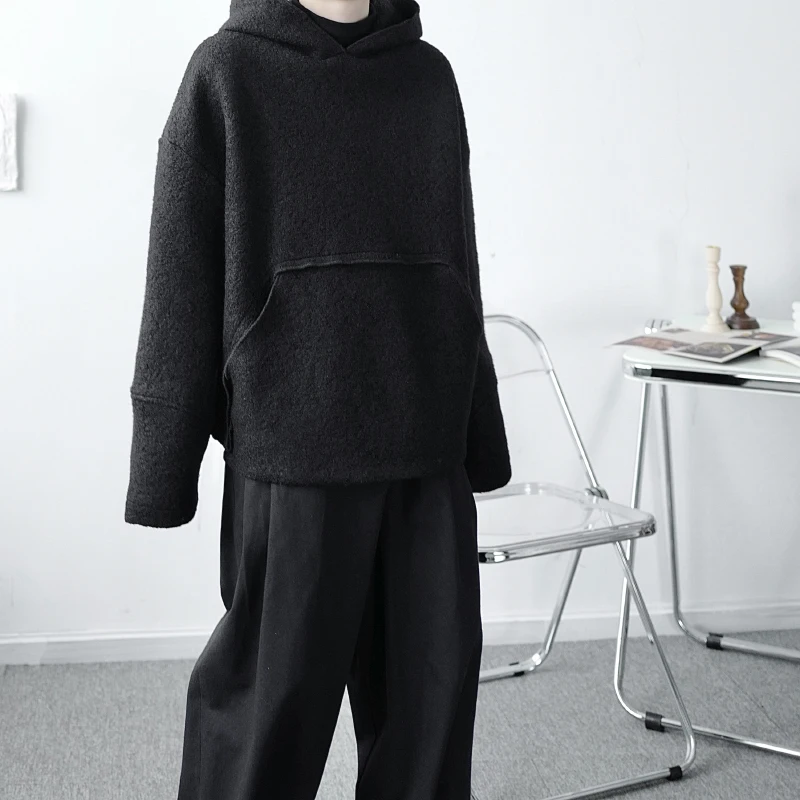 

Men Hoodies Women Winter Terry Wool Pullover Hooded Male Sweatshirts Gothic Dark Owen Outwear Japan Style Men Clothing Thick