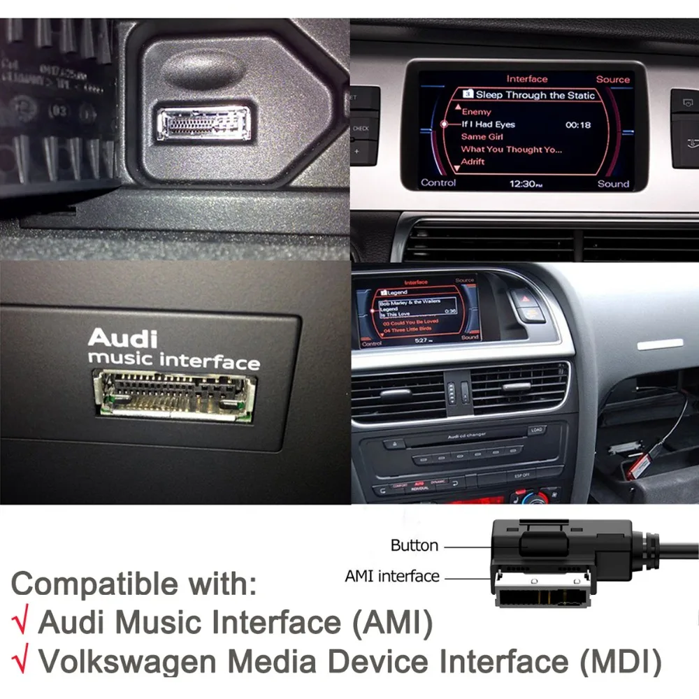 

AUX Audio Cable 3 IN 1 MDI AMI MMI Interface Jack 3.5mm male cable for Audi A6L A8L Q7 A3 A4L A3 A4 A6 A5 A1 S5 Q5B6 B8 C6 B7 C7