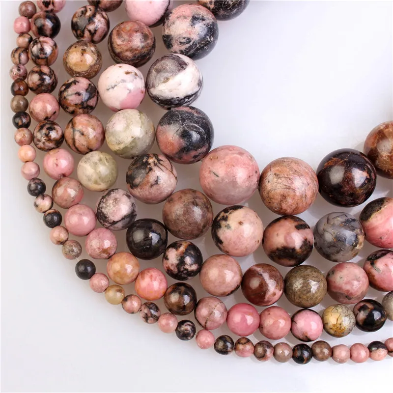 Natural Stone Red Black Rhodonite smooth Round Loose Beads 15&quot Strand 6 8 10 12MM Pick Size For Jewelry Making | Украшения и