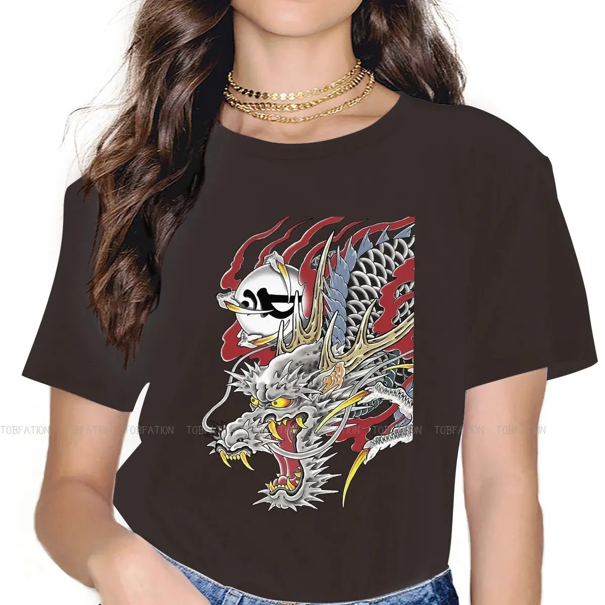 

Kiryu Dragon Round Collar TShirt YAKUZA Kenzan Dead Souls Kiryu Kazuma Original T Shirt Woman 5XL Individuality Fluffy Big Sale