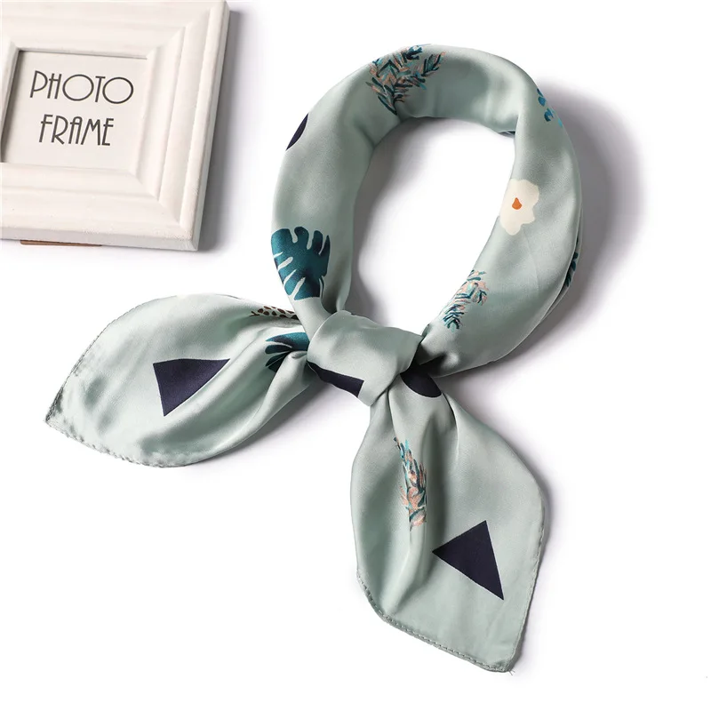 Модный Шелковый шарф с принтом 2020 квадратные женские шали шейный платок гладкие