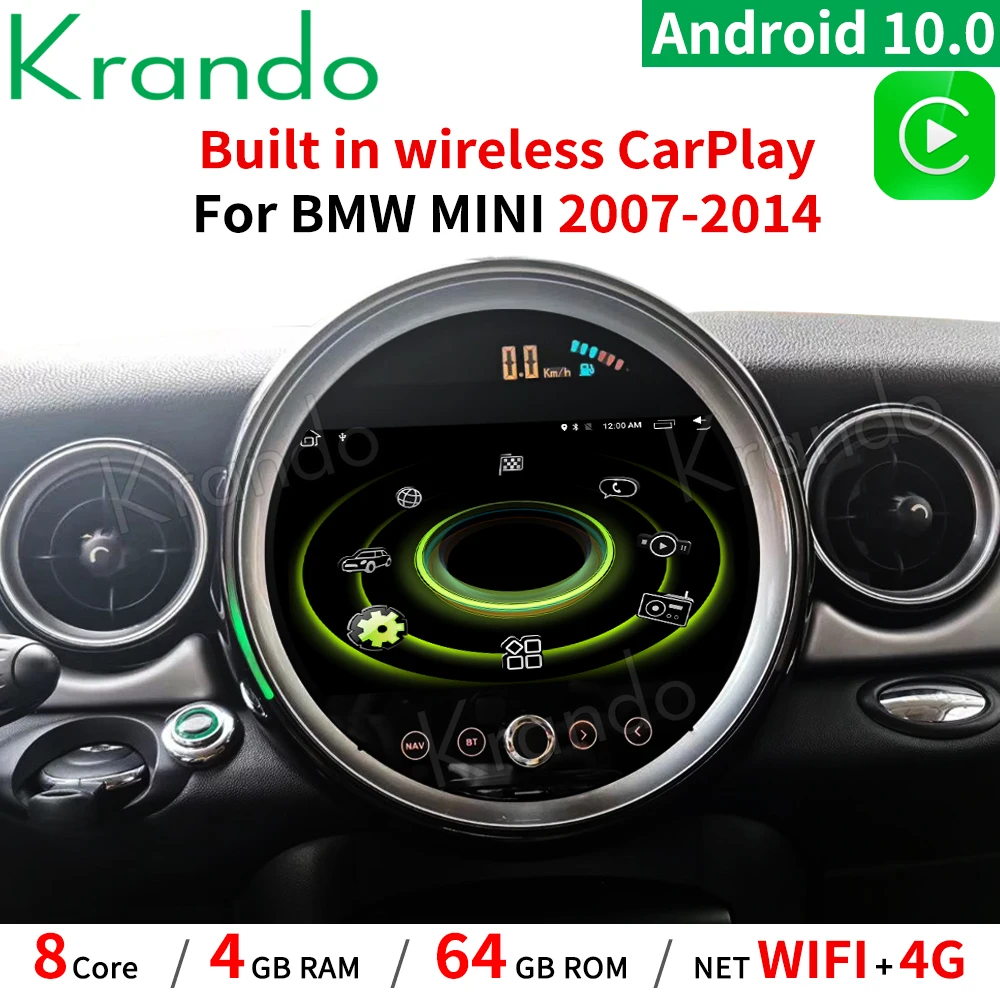 Автомагнитола Krando 9 дюймов Android 10 0 4 + 64 ГБ GPS для BMW Mini Cooper R56 R60 2007 2014|Автомагнитолы| |