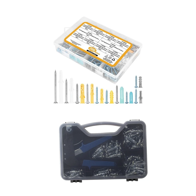 Пластиковые саморезы для гипсокартона ребристые якоря набор 200 шт с установкой