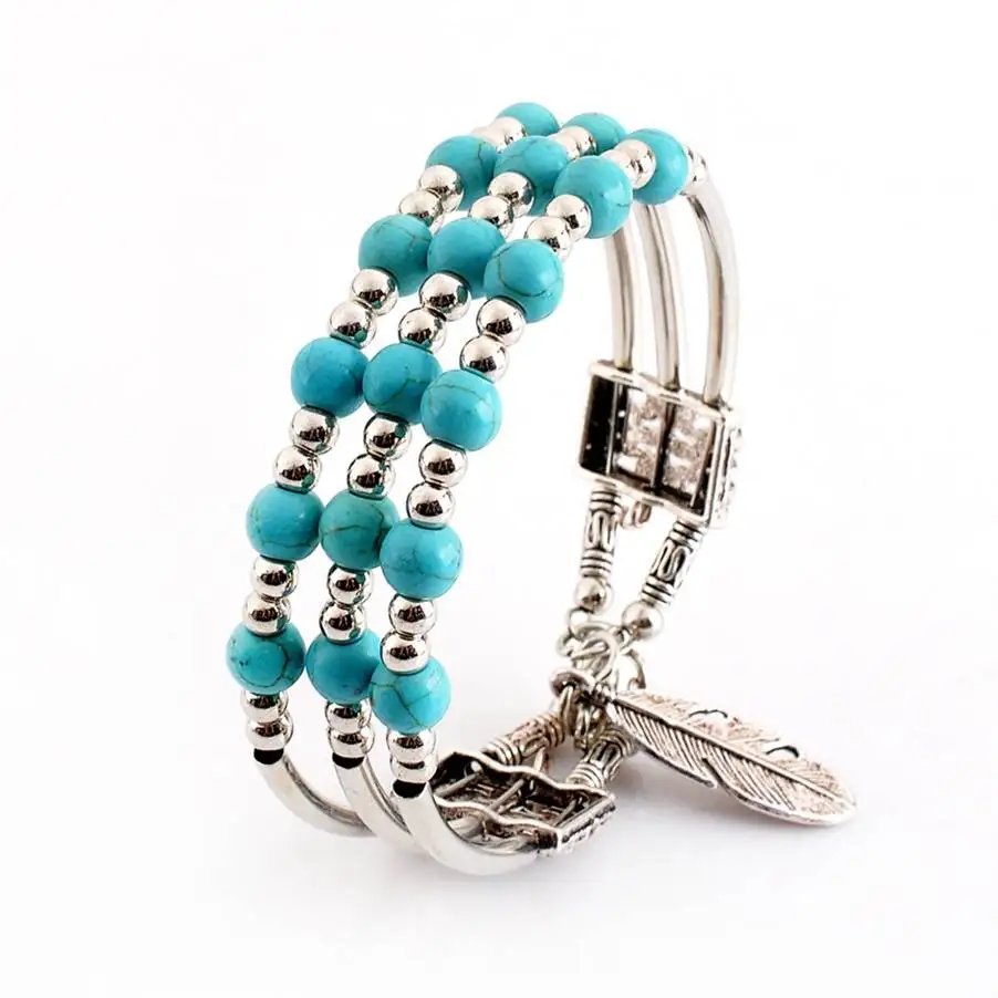 Сандалии Богемия женские ювелирные изделия многослойные синий камень золотой