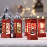 christmas telephone booth wind lamp night light home party christmas snowman sequins led new year decoration gift new year