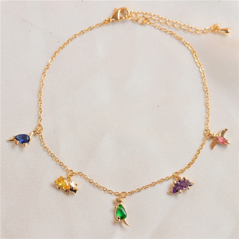 

AIDE 2021 Trend Gold Plated Summer Style Cute Dinosaur Bracelets For Women Charm Bracelet Fashion Jewelry Pendientes Bangles CZ