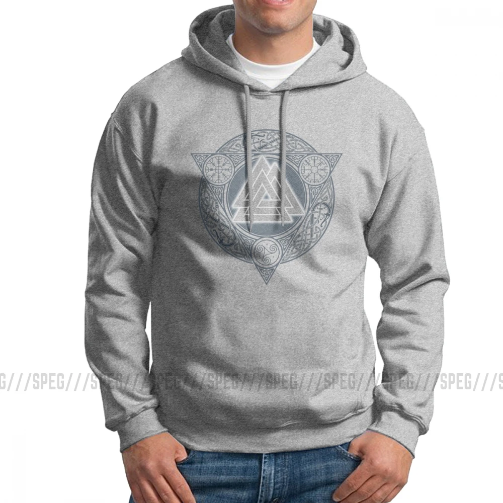 Мужская толстовка с капюшоном Valknut Ice Flame Vikings Valhalla Odin серый свитер из очищенного хлопка пуловер Новинка - Цвет: Серый