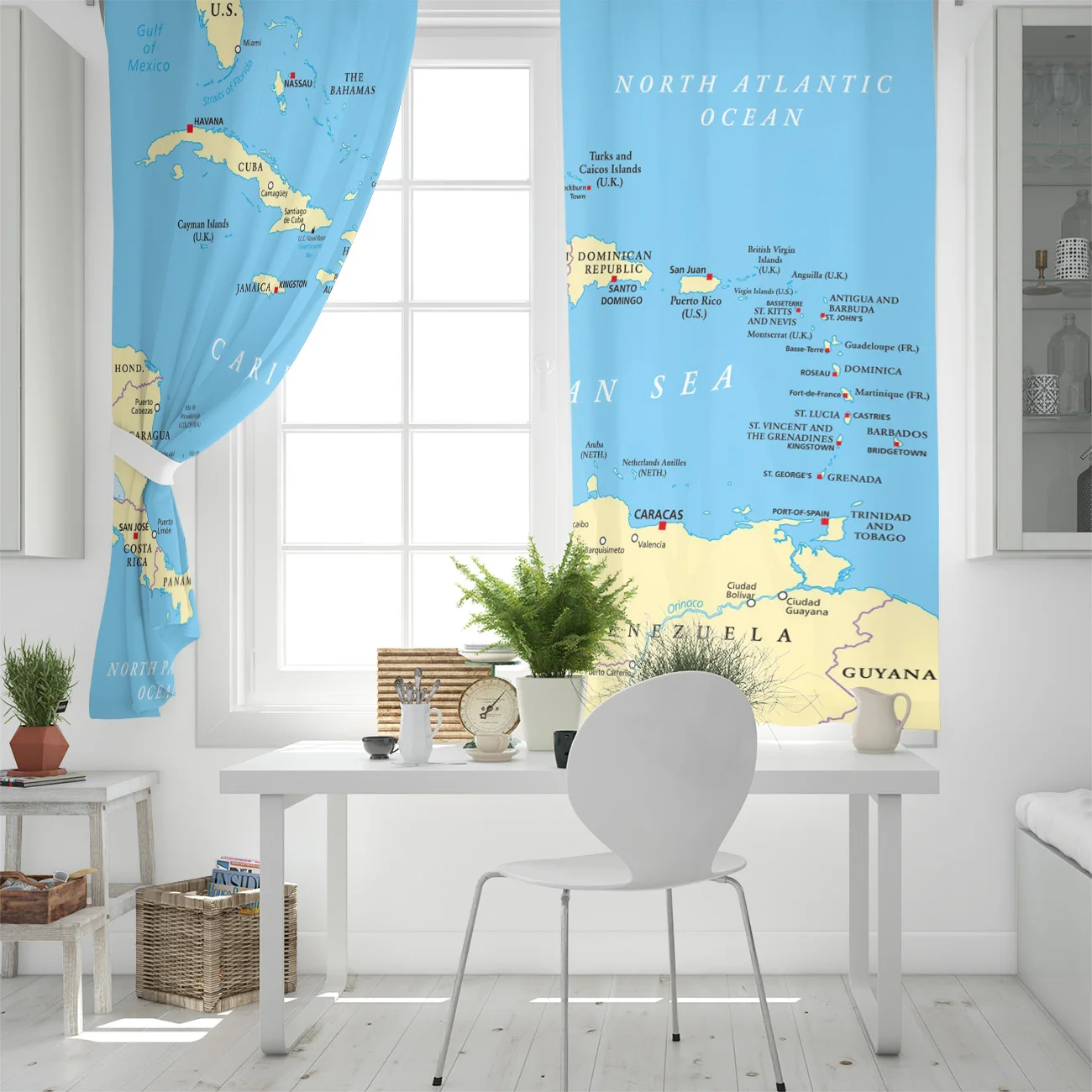 Карибская политическая карта оконные шторы гостиная кухня Современный домашний