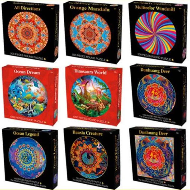 Новая горячая распродажа DIY головоломки 1000 шт. круглые пазлы радужная палитра