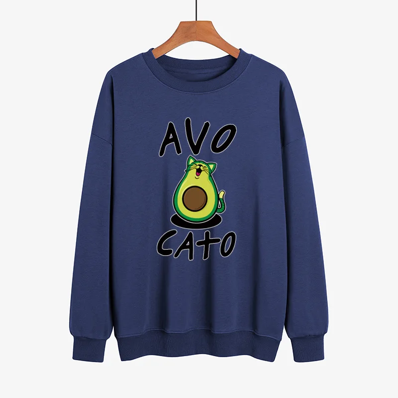 

Women Avocado Pattern Hoodies Fashion Winter Harajuku Black White Print Long Sleeve Hoody Pullove