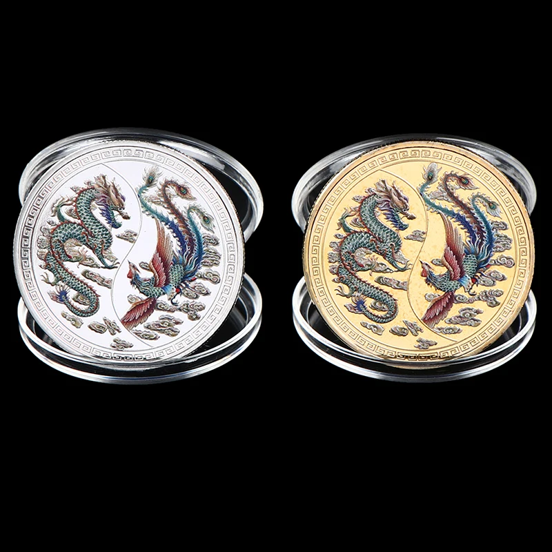 1 Pieces Traditional Chinese Culture Dragon And Phoenix Commemorative Coin Wedding Favors
