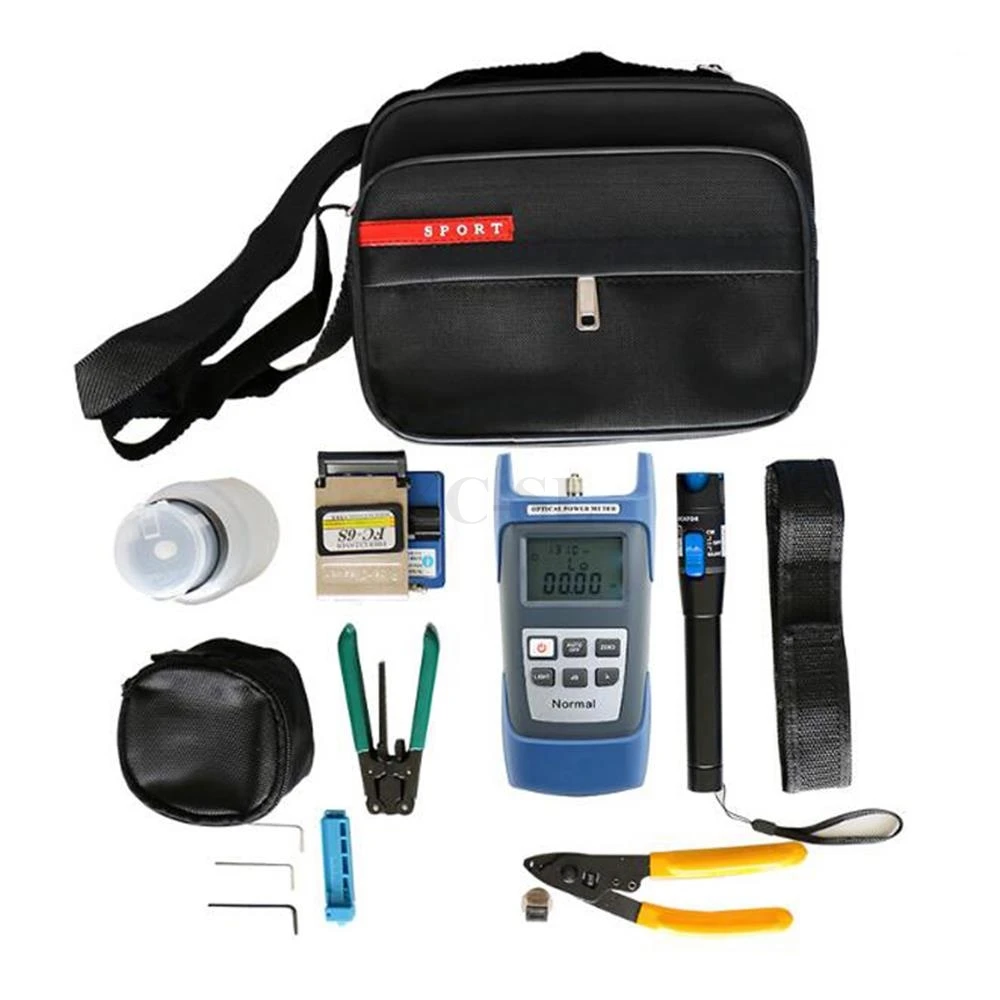 

Fiber Optic FTTH Tool Kit with FC-6S Fiber Cleaver and Optical Power Meter 5km Visual Fault Locator Wire stripper Glasve Optisch