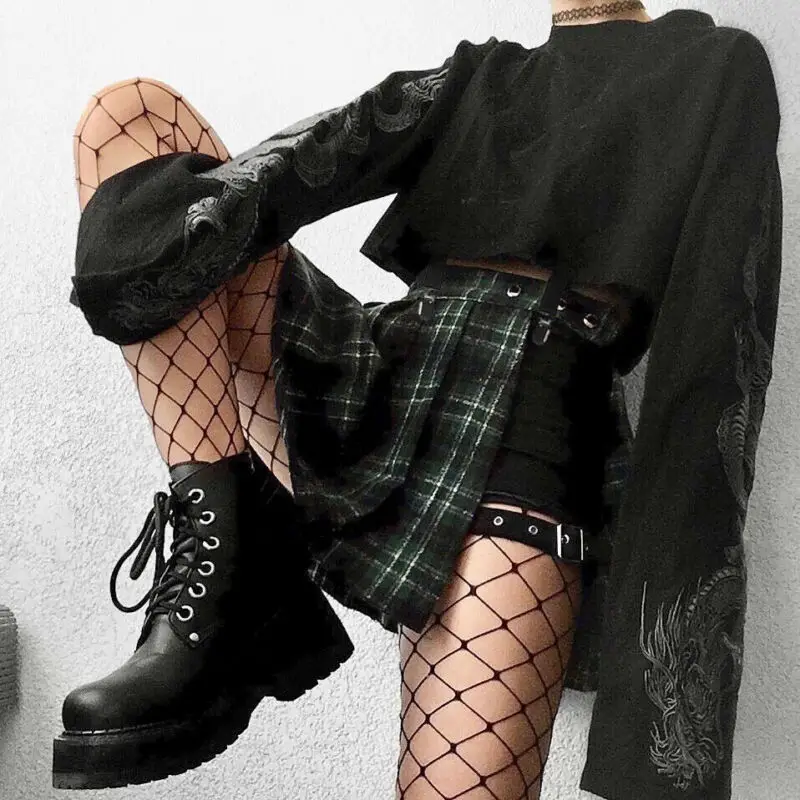 Женский укороченный Топ с длинным рукавом Повседневный пуловер принтом дракона