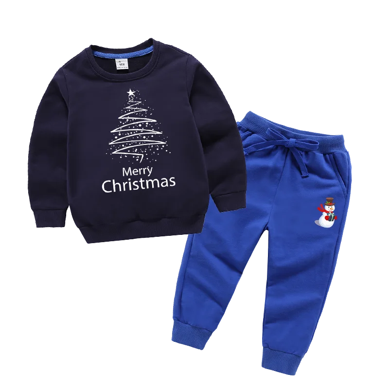 Рождественская Одежда для мальчиков и девочек Рождественский комплект Длинные