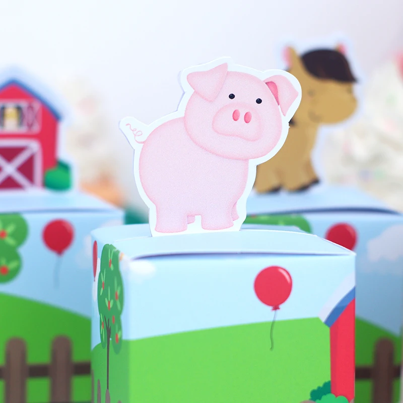 Farm Animals Candy Boxes Gift Bags Cookies Wrapping Happy Birthday Party Supplies Banner Cake Topper Straws Disposable Paper Cup
