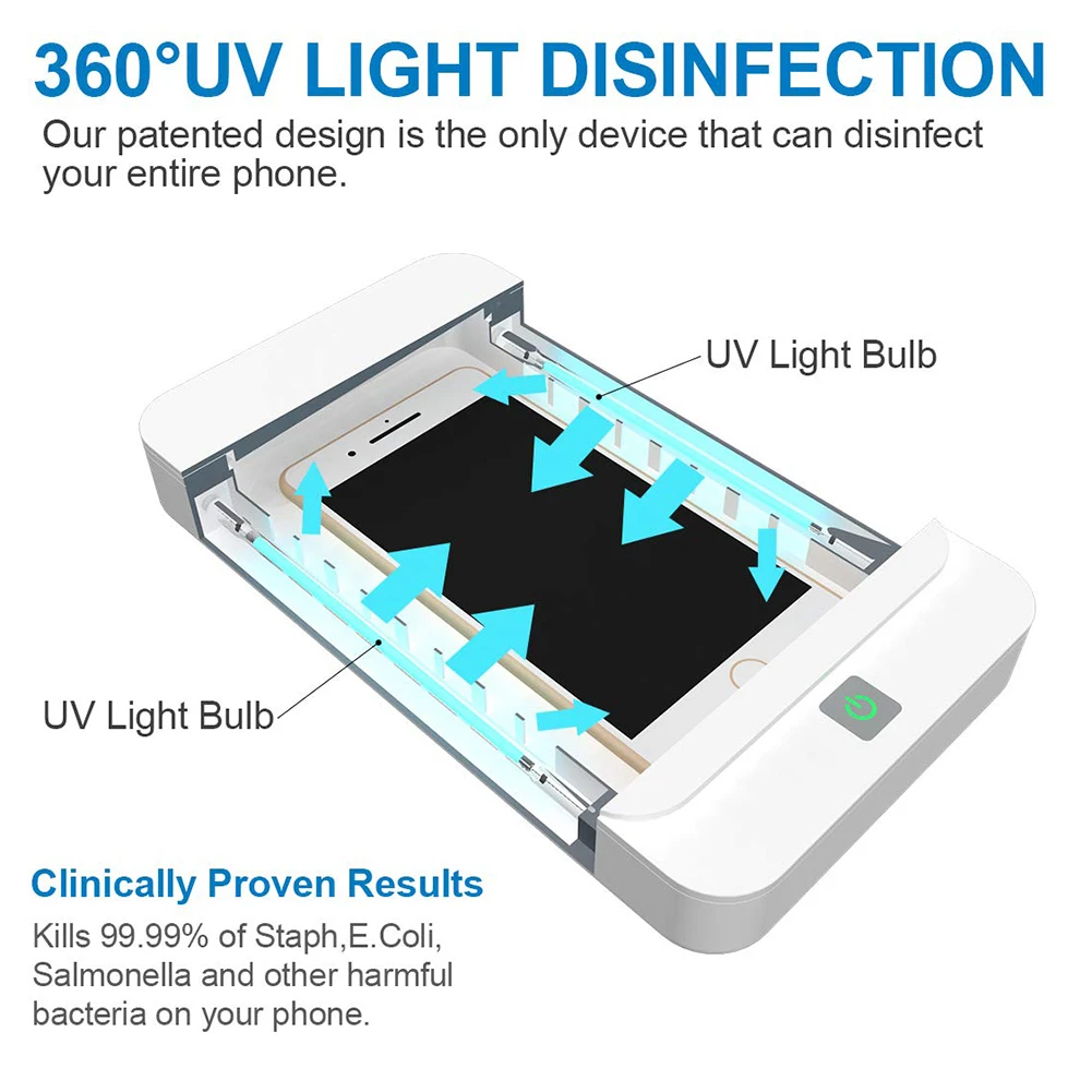 New 5V Double UV Phone Sterilizer Box Jewelry Phones Cleaner Personal Sanitizer Disinfection with USB Charging for | Мобильные