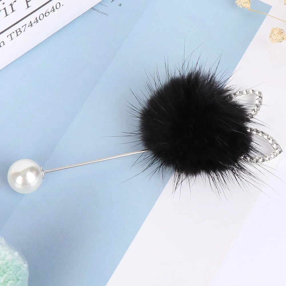 Милые кроличьи ушки натуральный мех норки Мех Брошь из шариков шпильки для