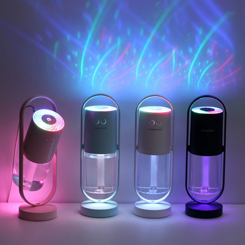

Wireless 360 Degree Rotary Air Humidifier Colorful LED Light USB Rechargeable Projection Lamp Luminous Mist Maker Diffuser Aroma