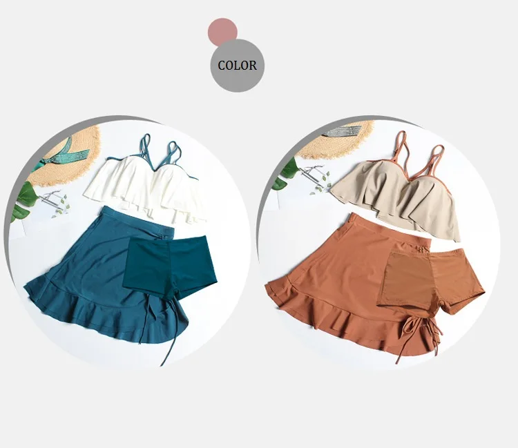 

Brazilian Swimsuit Women Underwire Push Up Bikini Set High Waist Skirt 2 Pieces Swimwear String Beach Wear Bathing Suit 2021 New