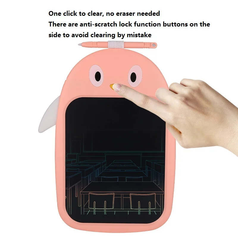 Доска для рисования с маленьким пингвином мультяшный цветной ЖК-дисплей детская