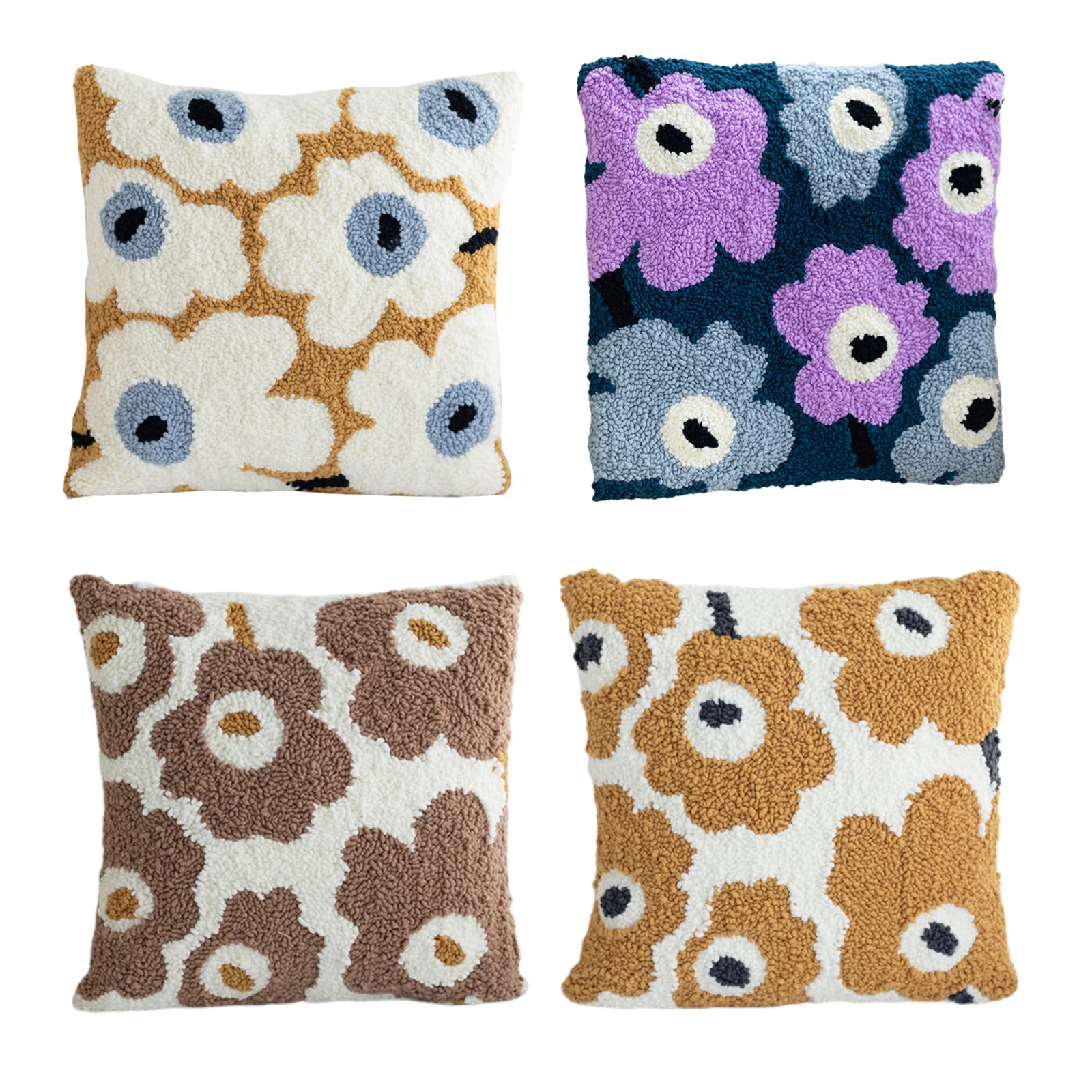 

Creative 16x16'' Throw Pillow Cover Kit Crafting Pre-Printed Sofa Cushion Pad DIY Punch Needle Kits Yarn Blanket Making Kit