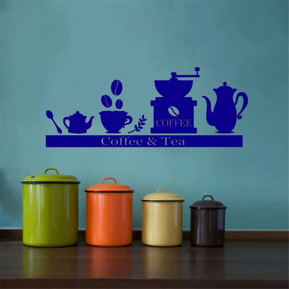 Виниловые наклейки на стену для кофе-машины чая подстаканника полки кухни