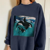 harajuku fashion whale print pullovers women spring autumn indie y2k o neck long sleeve loose sweatshirts vintage tops 2021 new
