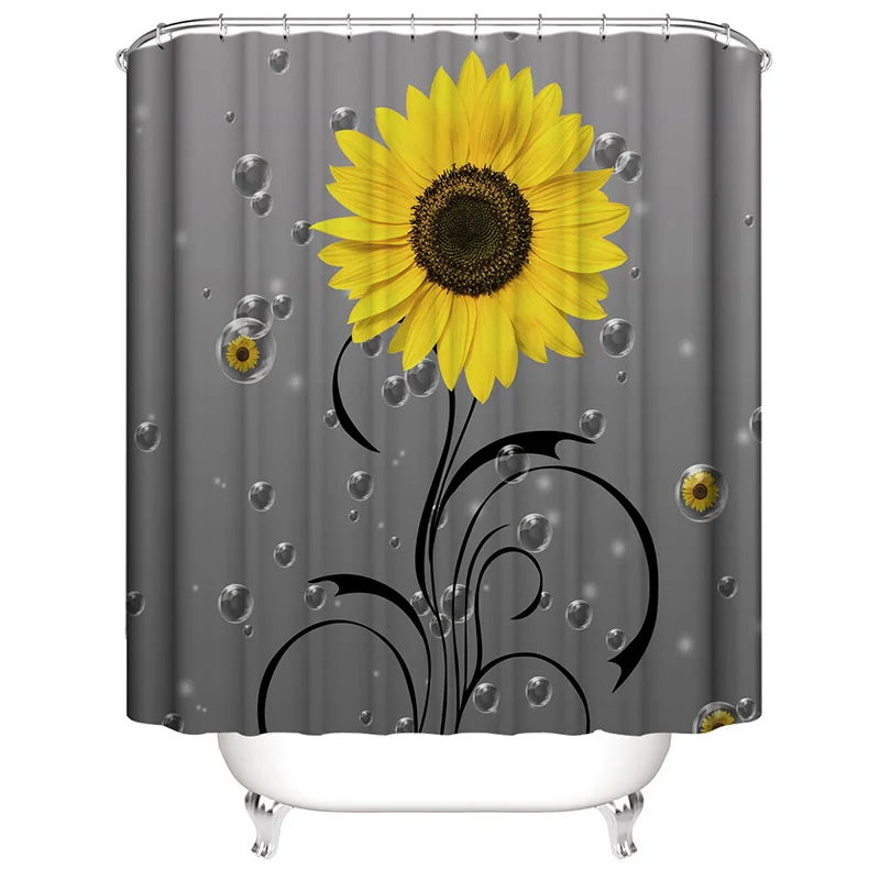 

Waterproof Shower Curtains BathroomNon-Slip Rug Toilet Lid Cover Bath Mat Cortina de ducha impermeableRideau de douche toilette