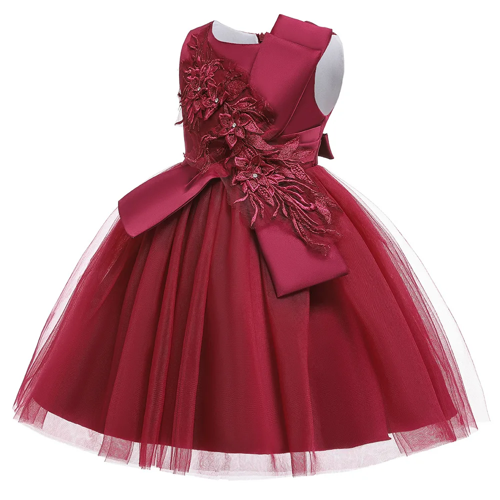 L5150-Red Новинка; темно-синие праздничные платья с аппликацией на день рождения; короткие фатиновые платья для маленьких детей на свадьбу; - Цвет: L5150-Red