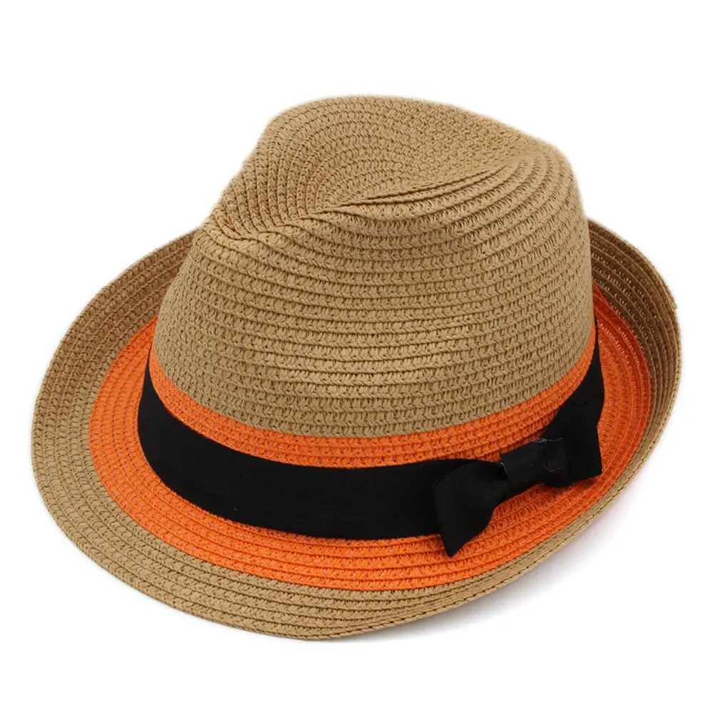 

Mistdawn Unisex Summer Beach Outdoor Sunhat Lover Jazz Top Hat Upturn Roll-up Brim Fedora Chapeau Plastic Straw Tilby Cap