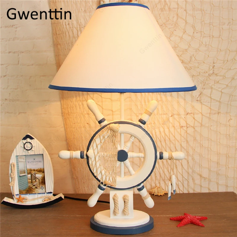 Деревянная настольная лампа в форме руля средиземноморский Настольный