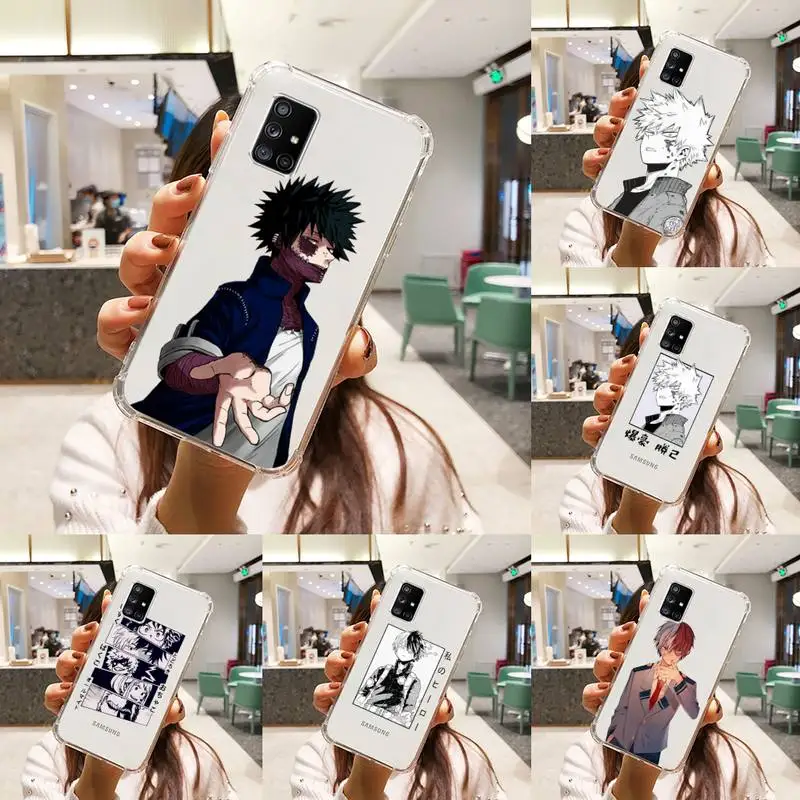 

My Hero Academia deku bakugou Phone Case Transparent For Samsung A51 A50 A71 A70 A81 M60S Note S21 S 20 10 9 8 11 E Plus Ultra