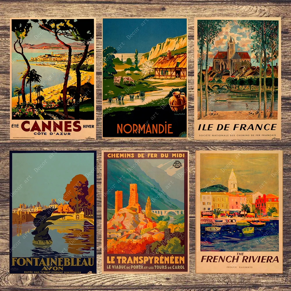 Путешествие во Францию норманди Канны холст живопись винтажные настенные