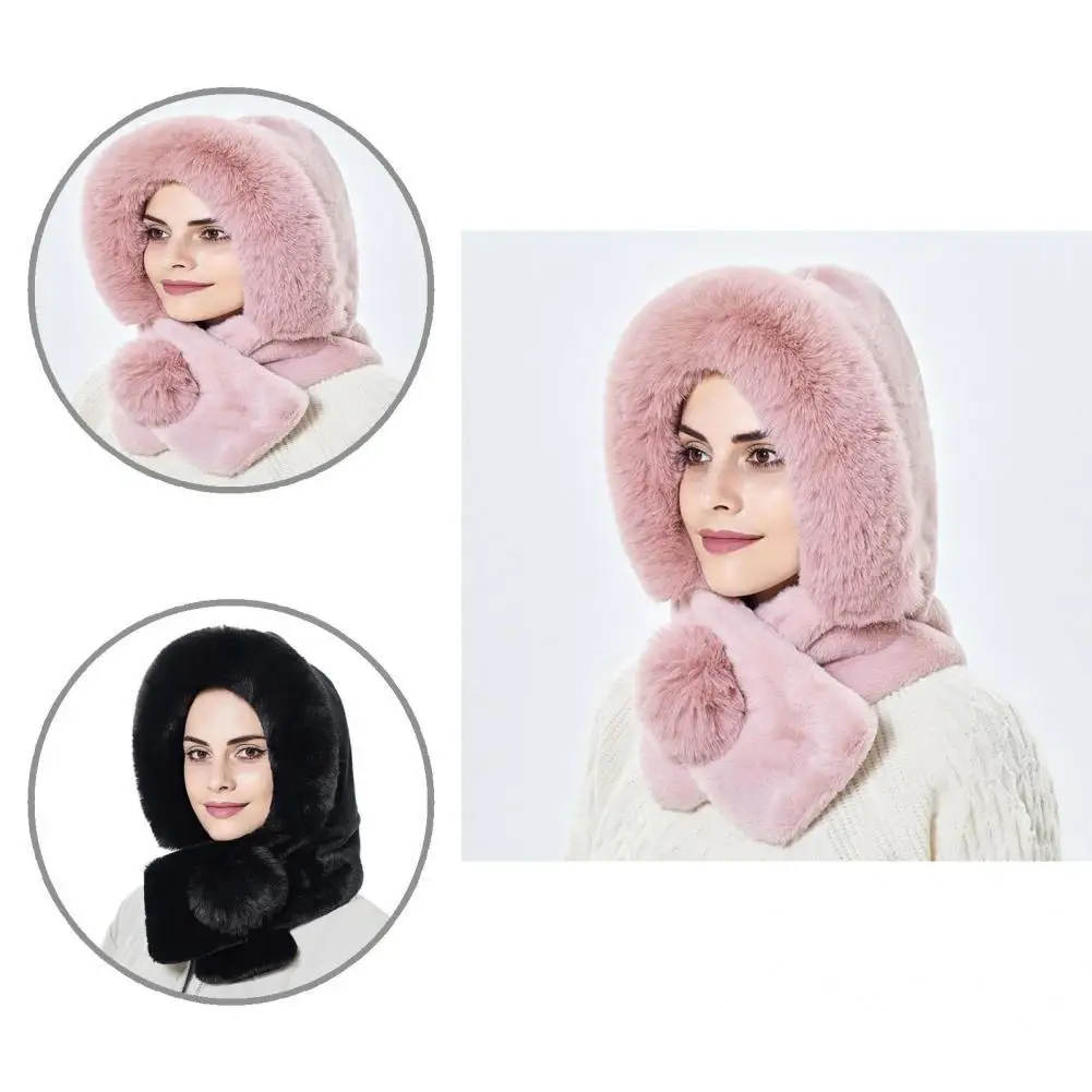 

Fabulous Winter Scarf Solid Color Ear Protection Windproof Women Cap Scarf Women Hat Scarf Winter Scarf
