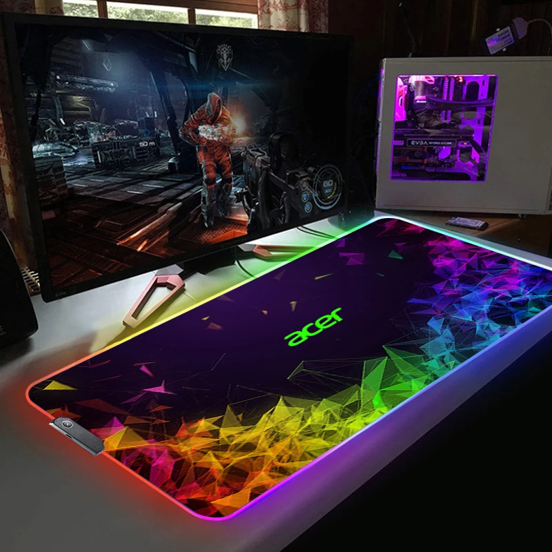 

Mousepad Acer Logo RGB Mouse Pad Anime Sexy Mause Gamer Keyboard Gaming Setup Accessories Desk Mat Xxl Big LED Light Mouse Mats
