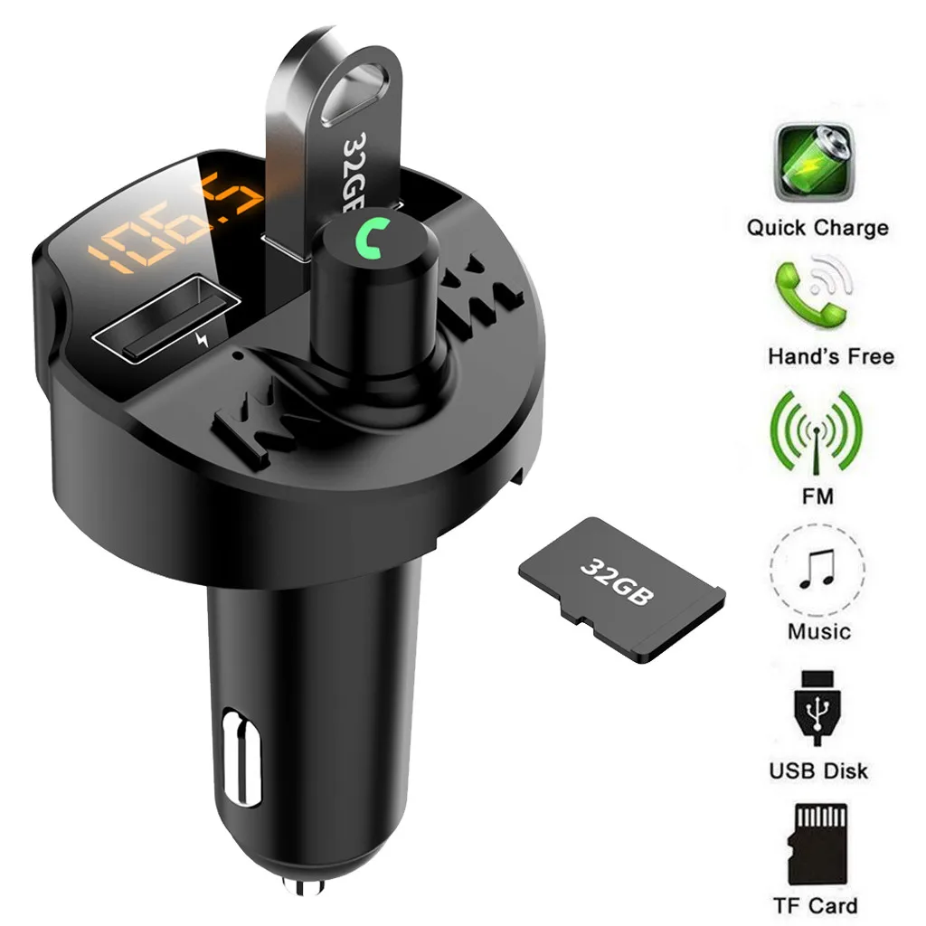 T66 Bluetooth5.0 автомобильный комплект MP3 плеер fm передатчик с USB зарядным устройством
