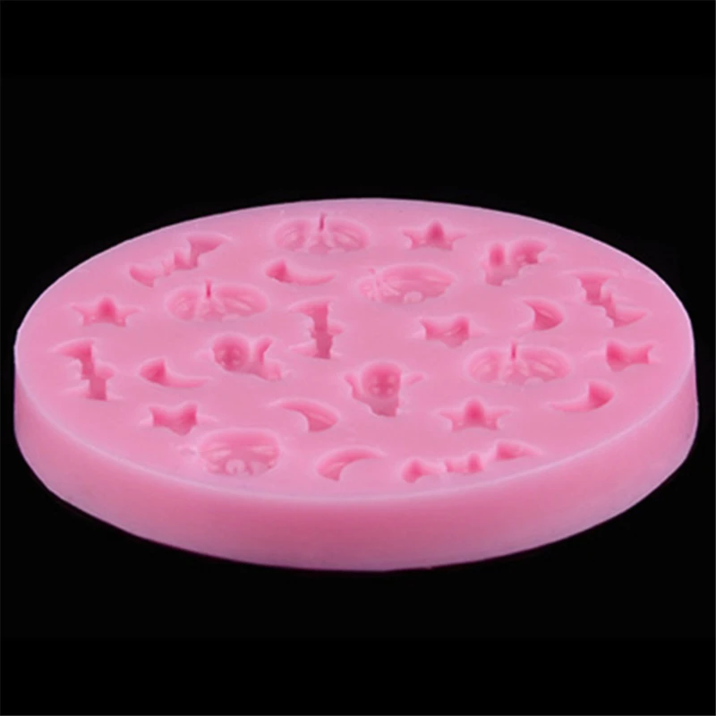 

New Moons Stars Ghosts Bats Cooking Tool Moon Star Halloween Pumpkins Cartoons Shaping Silicone Mold Chocolate Candy